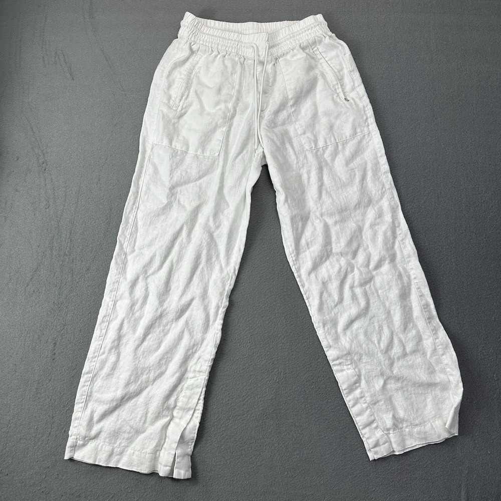 Athleta Retreat Small Linen High Rise Wide Leg Pant Undyed #658547 White